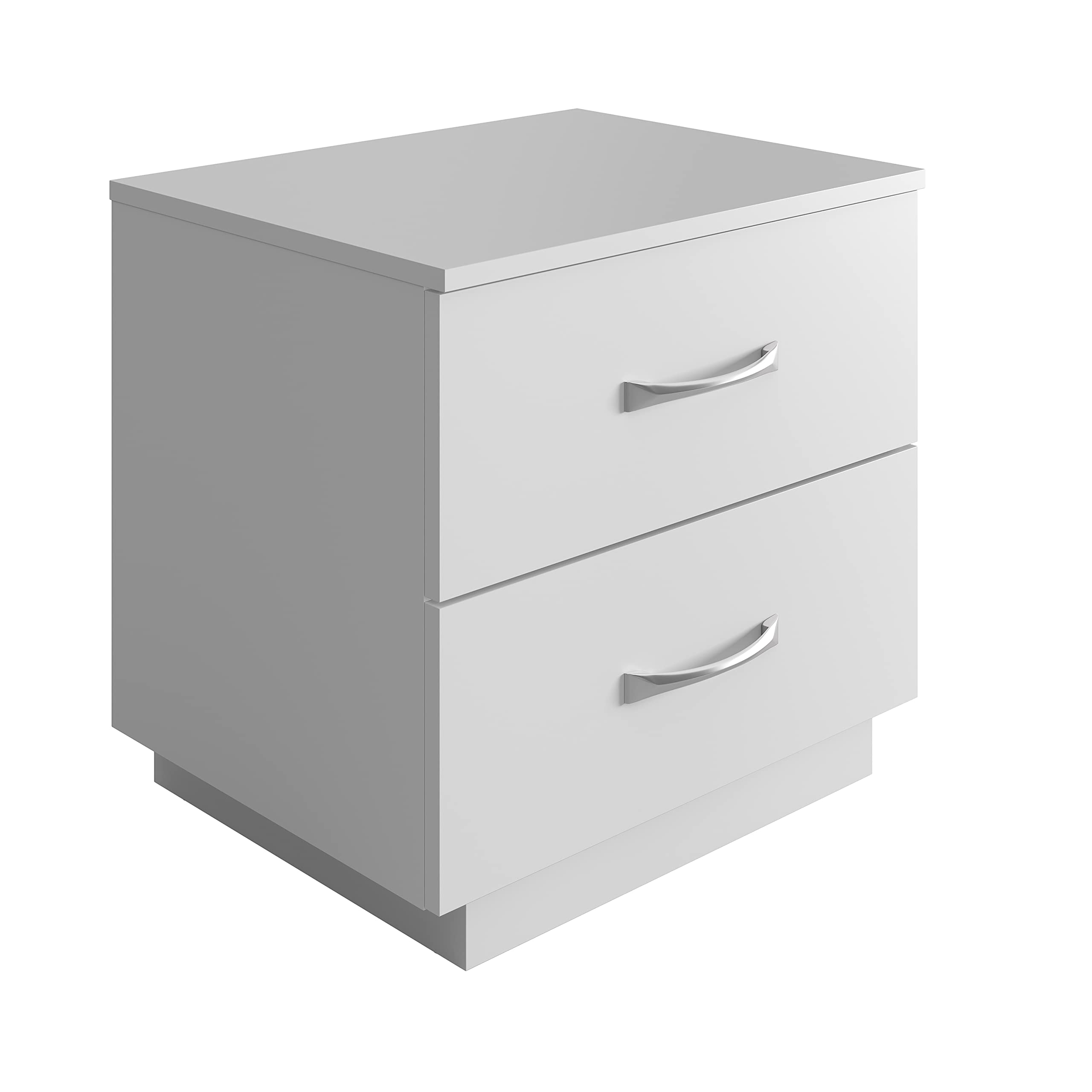 Boyd Sleep Bedroom Nightstand Bedside Table: Hamilton Two Drawer Storage with Pedestal Base, White